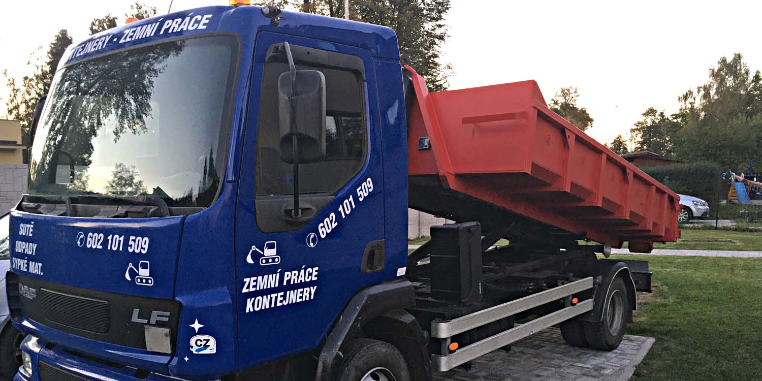 Zemní práce - kontejnery, převoz materiálu.